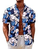 COOFANDY Herren Hawaii Hemd Kurzarm Casual Sommer Blumen Shirt Floral Freizeithemden Blumenmuster...