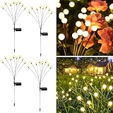 Solarleuchten für Außen Garten, 4 Stück 8 LED Glühwürmchen Solarleuchten Außen Verbesserte...