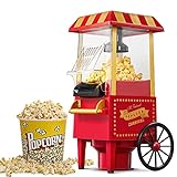 Popcornmaschine Heissluft - HOUSNAT Retro Klein Popcorn Maker -Fettfreies Ölfreies & Gesunder Maïs...