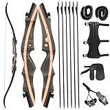 62' Recurvebogen Set,Takedown Recurve Bogen mit Pfeile Sportbogen Holzbogengriff für Rechtshand...