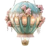 Solar Heißluftballon Laterne mit Flamme - Heißluftballon Licht | Fensterdeko Anhänger 2D Acryl...