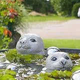 Storm's Gartenzaubereien Seehundkopf - Robbe - Heuler 2er Set 6,5 und 10cm hoch für die Teich oder...