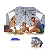 Joparri Sonnenschirm Strandmuschel 2 in 1 Schirm für Strand Garten, Sonnenschutz UV-Schutz 50,...