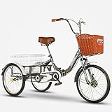 Dreiradfahrrad, Dreirad für Erwachsene, 20-Zoll-Trike-Fahrrad, Lastenkorb, Dreiradfahrrad für...