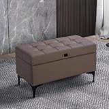 Moderne elegante Lederbank mit Stahlbeinen, stilvolle Schuhtruhe für Eingangsbereich, Schlafzimmer,...