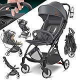 KIDIZ® Kinderwagen Premium Kinderbuggy klappbar Liegebuggy Sportwagen Faltbar 360°Räder 5-Punkt...