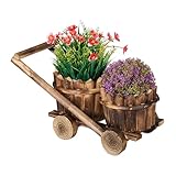 Relaxdays Pflanzwagen mit 2 Blumentöpfen, Blumenwagen zum Bepflanzen, HBT: 19x17,5x37 cm,...