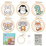 57lilina Stickset Kinder - 6 Stück Einfache Sticken Stickbilder für Kinder ab 8 Jahren und...