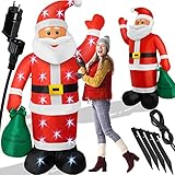 KESSER® Aufblasbarer Weihnachtsmann XL 195cm LED beleuchtet inkl. Befestigungsmaterial...