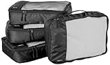 Amazon Basics - Packwürfel Set für Koffer, Reise Organizer, Reißverschluss, 4 Stück, 1er-Pack,...