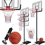KESSER® Basketballkorb Premium Ständer Rollen Inkl. Basketball, 2x Netz + Pumpe verstellbare...