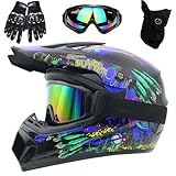 Motorradhelm, DOT-Zertifizierter Integralhelm für Dirtbikes, für Kinder, Jugendliche und...