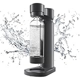 kisidus Wassersprudler Schwarz Sodamaschine mit 1 Liter Flasche stylisch und platzsparend, Höhe...