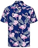 J.VER Herren Hawaiihemd Kurzarm Sommerhemd Casual Flamingo Floral Strandhemd Bügelfrei Button Down...