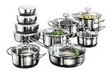 Karcher 121008 Topfset Jasmin (Edelstahl, 20-teilig, inkl. Glasdeckel und Edelstahl Schüssel Set,...