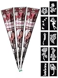 eLander 3x Temporäre Tattoo Natürliche + 10x Henna Tattoo Schablone,Temporäre Mehndi Tattoos,...