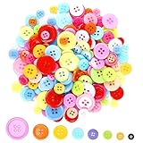 Canollo 100 Stück Bunte Knöpfe, Kinder Harz Bastelknöpfe, Rund Bunte Knöpfe Verschiedene...