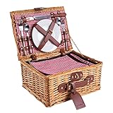 eGenuss Handgefertigtes Picknickkorb für 2 Personen mit Kühlfach, Multifunktionsmesser,...