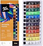 Mont Marte Gouache Set – 12 Stück, 12 ml Tuben – Ideal für Gouachemalerei – Brillante,...