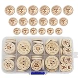 WANYI 80 Stück Holzknöpfe 15mm 20mm 25mm Runde Knöpfe Holz Kinder Natur Kinderknöpfe Babyknöpfe...