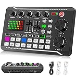 Facmogu F998 Live Sound Card Audio Mixer, Podcast Audio Interface mit DJ Mixer Effekten, Voice...