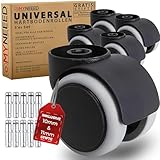 MYNEEED Universal Bürostuhl Rollen ohne Stifte, mit 10mm / 11mm Stifte - Hartbodenrollen...
