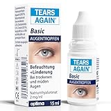 TEARS AGAIN Basic Augentropfen gegen trockene und müde Augen, Hyaluron 0,2%, Augentropfen zur...