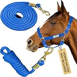 Prairie Horse Supply 3,0m Poly Führstrick mit Messing Schnappverschluss Blau - Pferdeleinleine,...