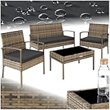 tectake® Poly Rattan Gartenmöbel wetterfest, Gartenset mit 2X Sessel, 1x Gartenbank, 1x Tisch,...