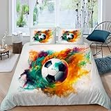FußballBettwäsche 200x220Moderne KunstBettwäsche-setsfür Mädchen Jungen KinderWeiche Mikrofaser...