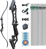 Tongtu 57' Recurvebogen Pfeil und Bogen Set für Erwachsene Rechte Hand 30-60LBS Jagd Longbow Set...