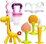 HONGTEYA Beißring für babys 6 Stück Beißring Spielzeug BPA-frei Fruchtsauger Baby 2 Silikon...