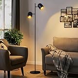 Kowanie Stehlampe Vintage Wohnzimmer Stehleuchte retro: Industrial Standleuchte 2 Flammig in Schwarz...