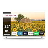 Thomson 32 Zoll (80 cm) HD LED Weiß, Fernseher Smart Android TV (WLAN, HDR, Triple Tuner...