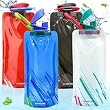 Gigmeta 4 Stück Faltbare Wasserflaschen, 700ML Zusammenklappbare Flexible Wiederverwendbare...