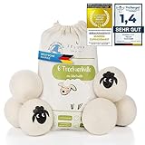 Feluna® Öko Trocknerbälle XXL 6er Set 100% Schafswolle für Wäschetrockner - Natürlicher...