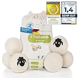 Feluna® Öko Trocknerbälle XXL 6er Set 100% Schafswolle für Wäschetrockner - Natürlicher...