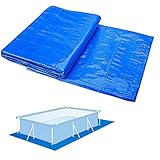 Ruolin Pool Bodenplane Blau, Wasserdichtes Poolunterlage Rechteckig Faltbares Bodenschutzmatte...