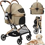 YITAHOME Hundewagen für Kleine Hunde, Hundewagen 3 in 1 Hundebuggy Bis 15.9kg, Klappbar, Hundebuggy...