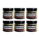 Sechserpack Scharfer Kremser Senf / 6 x 180g Glas/Senf aus Wien mit angenehmer Ausgewogenheit...
