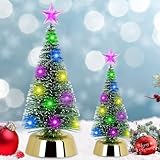 2 Stück Mini Weihnachtsbaum,Kleiner Weihnachtsbaum mit LED Lichterketten Tannenbaum Weihnachtsbaum...
