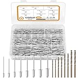 VIGRUE 480tlg Blindnieten Set und 8 HSS Bohrern, Alu/Stahl Nieten Popnieten Sortiment 2,4mm, 3,2mm,...