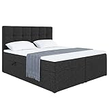 MEBLINI Boxspringbett mit Bettkasten - Gepolstert Doppelbett mit Matratze und Topper - Polsterbett...