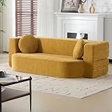 JSWHYBD Cordcouch 1–2 M Umwandelbares Schlafsofa Knitteriger Webstoff + Hochdichter Memory-Schaum...