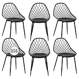 buybyroom Gartenstühle 6er Set, Terrassenstühle mit Metallfüße, Verstellbare Fußstütze Outdoor...