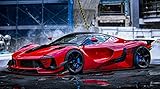 Magic Canvas Art - Bilder Sportwagen Ferrari Autos Leinwandbild 1- teilig Hochwertiger Kunstdruck...