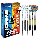 RED DRAGON Peter Wright 'Snakebite' v Gerwyn Price 'Iceman' DWC Steel Tip Dartset aus Messing mit...