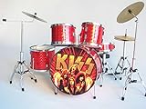 Handgefertigtes Miniatur-Schlagzeug-Set, rot, 15 cm (Höhe)