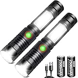 REHKITTZ LED Taschenlampe Extrem Hell (mit 2500mAh Akku) Wiederaufladbare Taktische Taschenlampe LED...