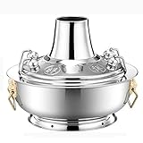 Vintage Hot Pot Shabu Steamboat Kupferkohle Chinesische Herdsuppe, Edelstahl Traditionelle Holzkohle...